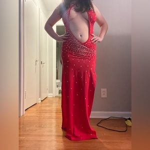 Red Jeweled Stripper Gown - image 1